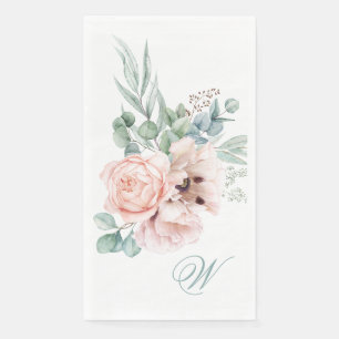 Waterverf papavers en Rozen met uw monogram Servet