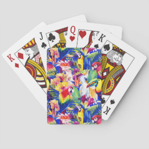 Waterverf Papegaaien Pokerkaarten