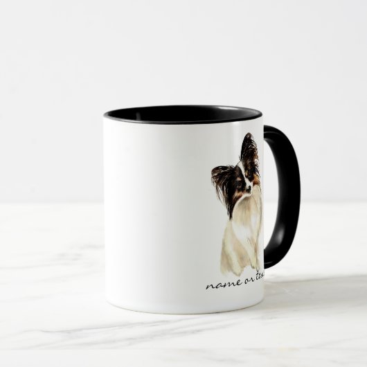 Waterverf Papillon Dog, Pet Mok (Voorkant rechts)