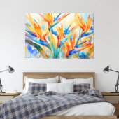 Waterverf paradijsvogel Tropical XL art Canvas Afdruk (Insitu (Slaapkamer))