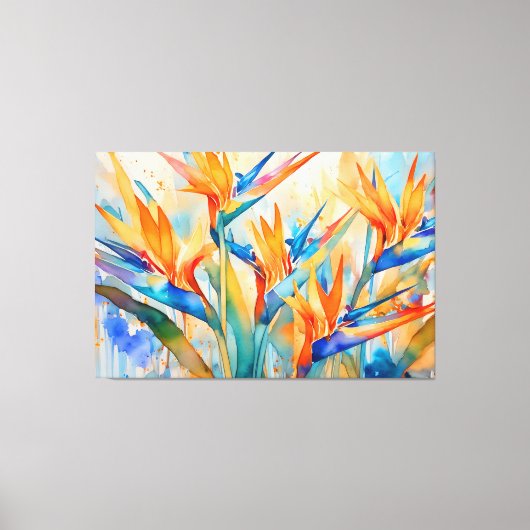 Waterverf paradijsvogel Tropical XL art Canvas Afdruk (Voorkant)