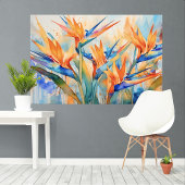 Waterverf paradijsvogel Tropical XL art Canvas Afdruk