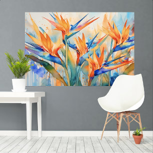 Waterverf paradijsvogel Tropical XL art Canvas Afdruk