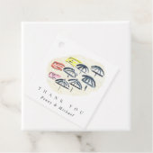 Waterverf Paraplu Beach Hartelijk dank Bedankjes Labels (In situ)