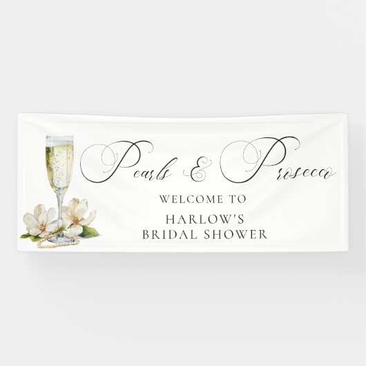 Waterverf Parels en Prosecco Bruidsdiner  Spandoek (Horizontaal)