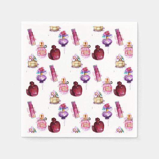 Waterverf parfumeflessen servet (Voorkant)