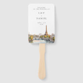 Waterverf Parijs Frankrijk Wedding Programma Handwaaier (Voorkant)