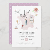 Waterverf Paris Destination Wedding Monogram Save The Date (Voorkant / Achterkant)