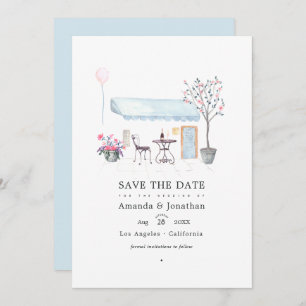Waterverf Paris Wedding Foto Save The Date