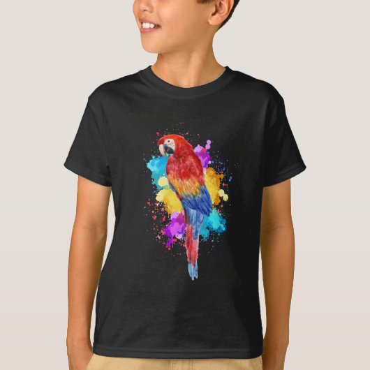 Waterverf Parrot Bird Painting Graphic T-shirt (Voorkant)