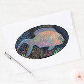 Waterverf Parrotfish Ovale Sticker (Envelop)