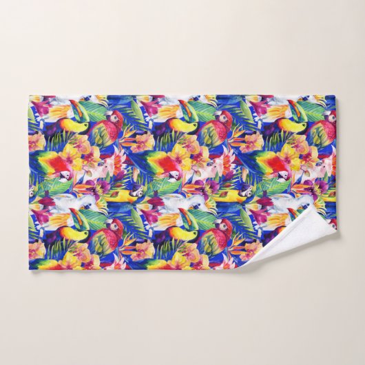 Waterverf parrots bad handdoek (Handdoek)