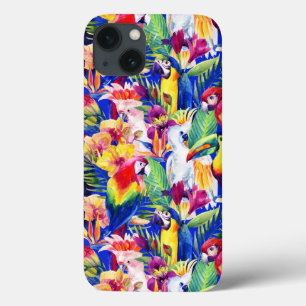 Waterverf parrots iPhone 13 hoesje