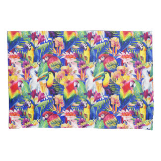 Waterverf parrots kussensloop