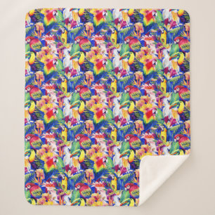 Waterverf parrots sherpa deken