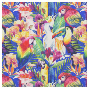 Waterverf parrots stof