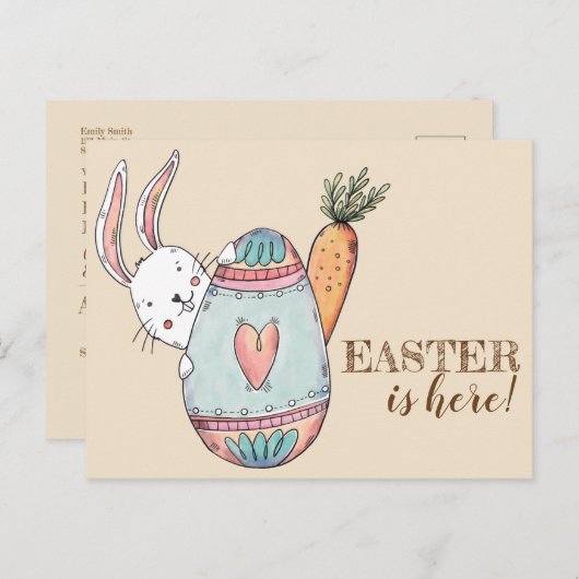 Waterverf Pasen Brunch en Egg Hunt Uitnodiging. Uitnodiging Briefkaart (Voorkant / Achterkant)