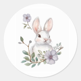 Waterverf Pasen Bunny Ronde Sticker