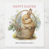 Waterverf Pasen Bunny Wijn Etiket (Enkel label)