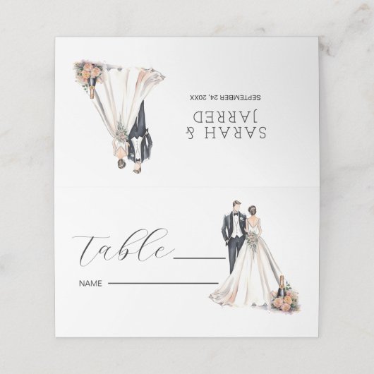 Waterverf Passen getrouwd bruiloft (Buitenkant ongevouwen)