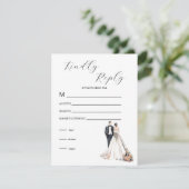 Waterverf Passen getrouwd RSVP Kaartje (Staand voorkant)