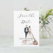 Waterverf Passen getrouwd Save The Date (Staand voorkant)