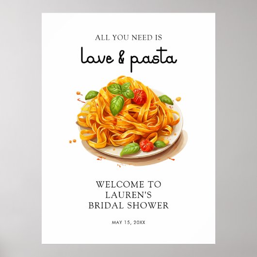 Waterverf Pasta Italiaans Vrijgezellenfeest Welkom Poster (Voorkant)