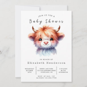 Waterverf Pastel Barn Koe Baby shower Kaart