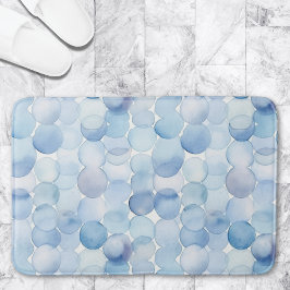 Waterverf pastel blauw wit cirkelpatroon badmat