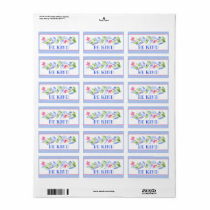Waterverf Pastel Bloemen BE KIND Etiket