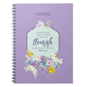 Waterverf Pastel Bloemen Bijbelvers Gepersonalisee Notitieboek