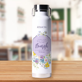 Waterverf Pastel Bloemen Bijbelvers Gepersonalisee Waterfles