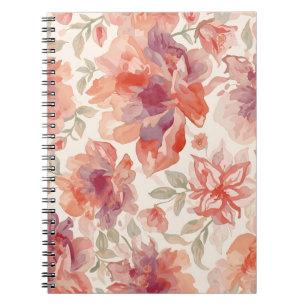 Waterverf Pastel Bloemen Licht Oranje Notitieboek