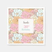 Waterverf Pastel Bloemen Roze 30e Verjaardag Servet (Voorkant)