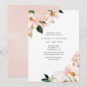 Waterverf Pastel Blush Pink Floral Vrijgezellenfee Kaart