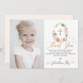 Waterverf Pastel Blush Rozen Communie Dank u Kaart (Voorkant / Achterkant)