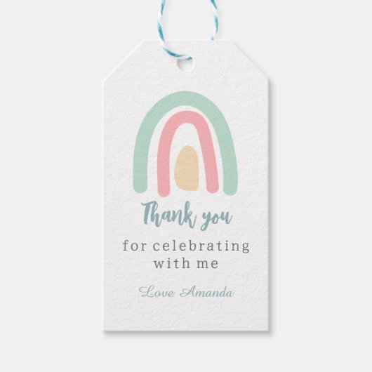 Waterverf pastel boho regenboog Birthday Hartelijk Cadeaulabel (Voorkant)