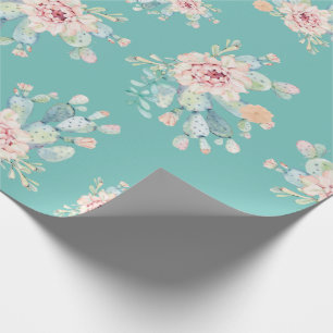 Waterverf Pastel Cactus Succulent Bloemen Bloesem Cadeaupapier
