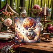 Waterverf pastel easter egg konijnenballon feestdagenkaart