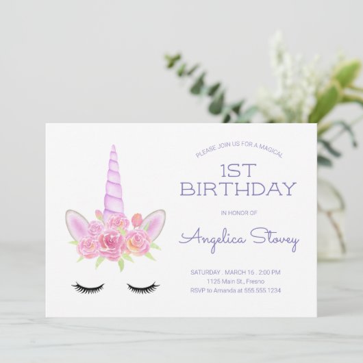 Waterverf Pastel Eenhoorn en Regenboogverjaardag Kaart (Staand voorkant)