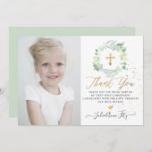 Waterverf Pastel Eucalyptus Communie Dank u Kaart (Voorkant / Achterkant)