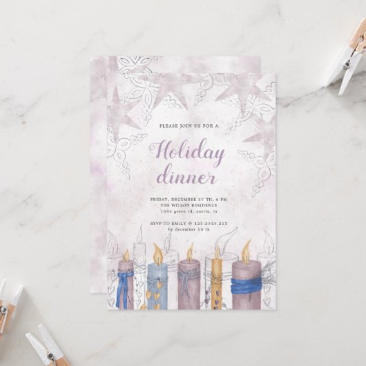 Waterverf pastel feestmaal kaart (Voorkant / Achterkant in situ)