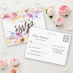 Waterverf Pastel Floral   RSVP Uitnodiging Briefkaart