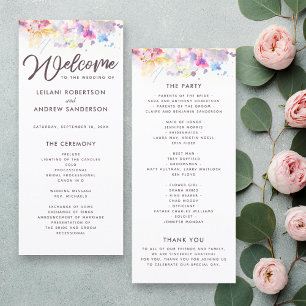 Waterverf Pastel Floral Wedding Programme Programma