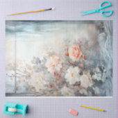 Waterverf pastel groene perzik blush witte bloemen tissuepapier (Craft)