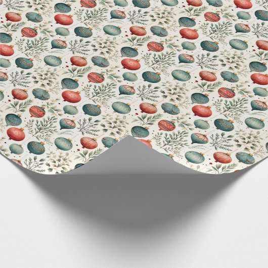 Waterverf pastel kleuren kerstballen cadeaupapier (Hoek)