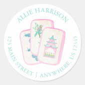Waterverf Pastel Mahjong Tegels Retouradres Ronde Sticker (Voorkant)