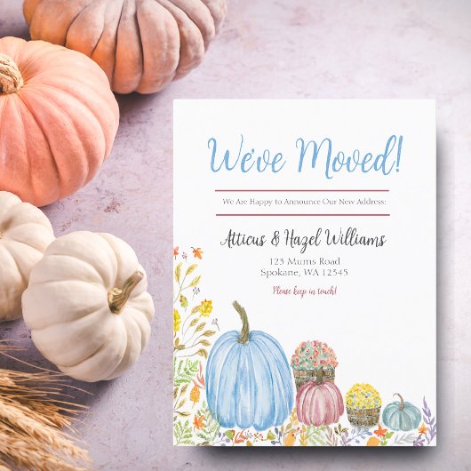 Waterverf pastel mama's, pompoenen herfst verplaat aankondigingskaart