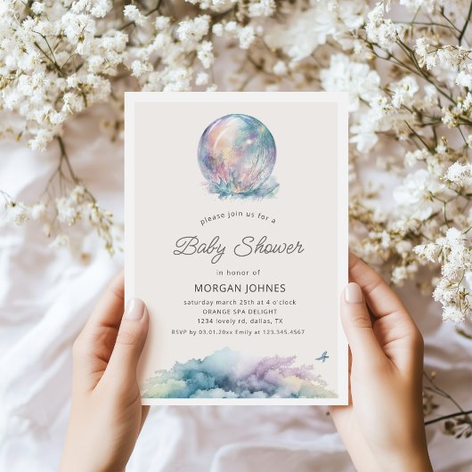 Waterverf Pastel Moon Baby shower Uitnodiging