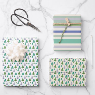 Waterverf pastel patroonpatroon Noordse Merry Tree Inpakpapier Vel
